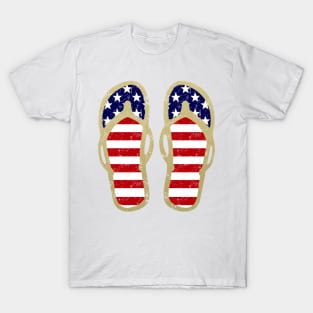 America Usa Flag Flip Flops T-Shirt